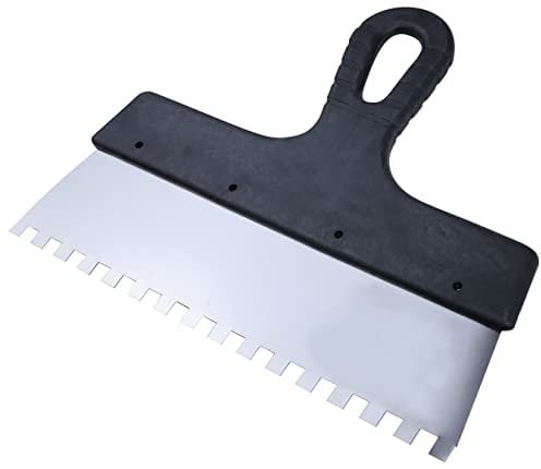 AERZETIX - C55075 - Spatule crantée/peigne à colle 250x8 mm - mastic/faïence/joint carrelage/maçonnerie/enduit/plâtre - poignée en plastique et lame en acier inoxydable