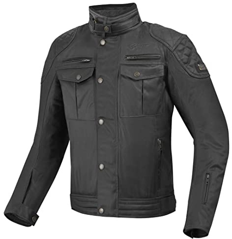 Bogotto Barton wasserdichte Motorrad Wachsjacke, schwarz, M | Wasserdicht