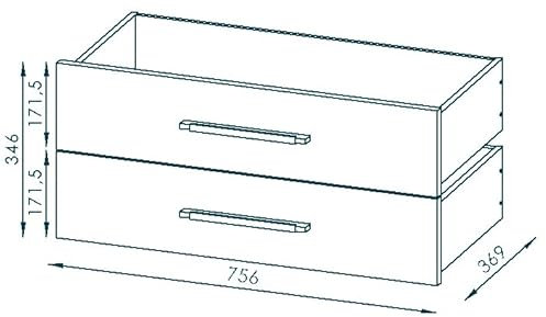 Wohnorama Schubsatz 2 Schubladen System-Office von Maja weiß Uni/edelbuche