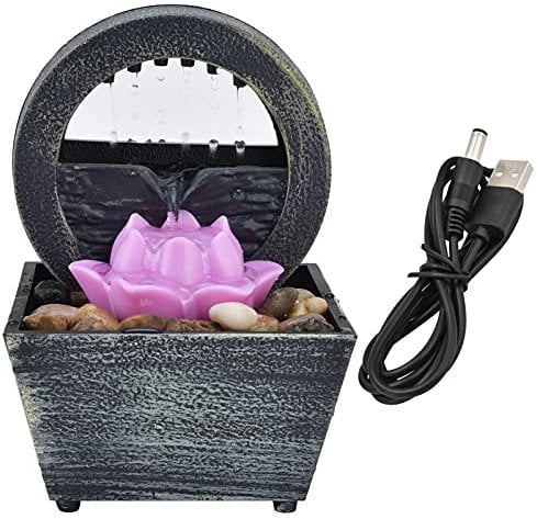 Joyzan Fontana da Tavolo Loto a Cascata, Mini Interni Rilassanti Flusso Acqua Decorazione Arredamento Kit Acqua Giochi Ornamenti con Luce a LED USB Craft per Casa Ufficio Camera da Letto Scrivania