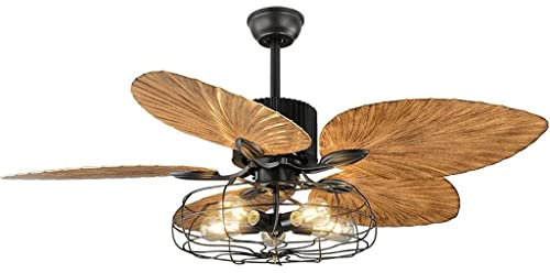 LIOONS 52 Inch Ceiling Fans Modern Smart Led Palm Fan Light Remote Control Hanging Fan Lamp Retro Ceiling Fan Light Ceiling Fan