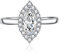 Wycian Anneau Femme Bague, Alliance Femme Blanc Zirconium Plaqué Argent Taille Reglable Forme Marquise Personnalisable pour Épouse