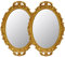 Dekorativer Vintage-Spiegel, mit goldfarbenem Rahmen, Wandspiegel und Tischtablett für Schlafzimmer, Wohnzimmer, Kommode, oval, 24,4 cm B x 36,3 cm L, Gold, 2 Stück