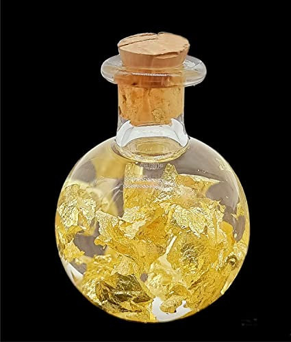 TENET - Botella ampolla de vidrio soplado con metal laminado coleccionable (ORO 22 QUILATES)