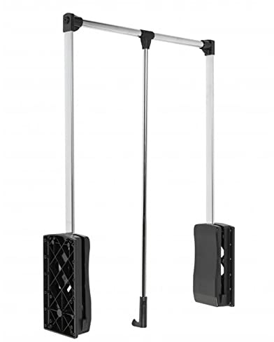 DOJA Barcelona | Klappbarer Kleiderlift | 875-1200mm | Aluminium | Garderobenlift für Garderobe, Schrank, Ankleidezimmer | Wardrobe lift | Garderobenstange für Mäntel, Kleider...