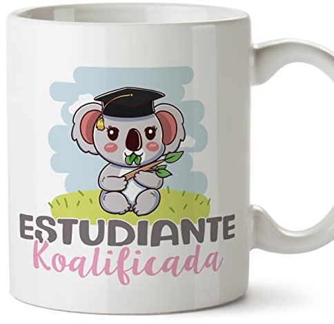 MUGFFINS Tazas para ESTUDIANTE mujer - En Español - Koalificado/koalificada - 11 oz / 330 ml - Regalo original y divertido