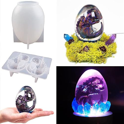 FZSECRIU epoxidharz set anfänger silikonformen gießformen epoxidharz formen,DIY Dinosaur Eggs