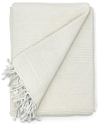 Cardenal Textil - Foulard Multiusos Peñíscola, Plaid para Cama, Manta para Cama, Cubre Sofá, Crudo, 130 x 180 cm