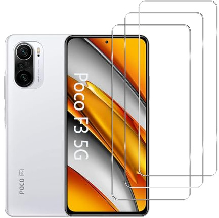 YIFNTANG [3 Piezas Protector de Pantalla para Xiaomi Poco F3 5G,Dureza 9H,Vidrio Templado Antiarañazos,Antihuellas,HD Clear,Sin Burbujas,Compatible con Xiaomi Poco F3 5G