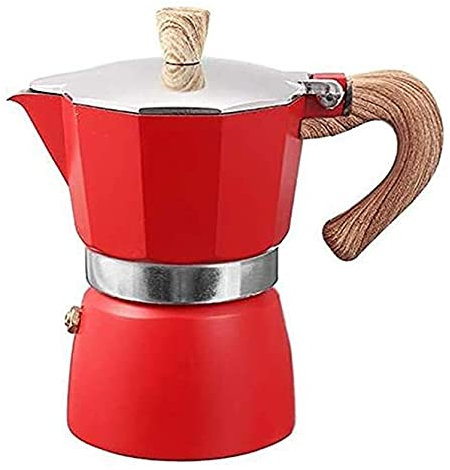 HWSY Cafetera Italiana Moka Espresso de Aluminio con Filtro, Olla para Estufa, 3 Tazas (Color: Verde, tamaño: 15x12x15,5 cm) (Rojo 15x12x15,5 cm) Interesting