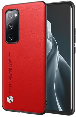 EASSGU Hülle für Samsung Galaxy S20 FE (6.5 Inches) Handyhülle im Business Stil mit PU Lederrückseite - Rot