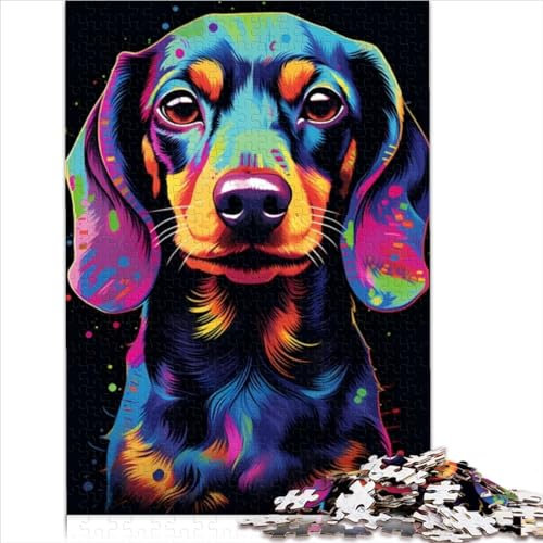 Puzzles für Erwachsene und Teenager 1000 teiliges Puzzle Dackel Illustration Holzpuzzle für Erwachsene und Kinder lustige Puzzlespiele 1000 Teile (75 x 50 cm)