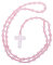 Nupuyai Rose Quartz Crystal Stone Bead Cross Pendant Necklace for Men Women, Catholic Rosary Hand Knotted Necklace 62cm