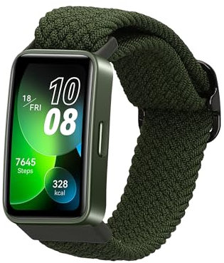 kwmobile Fascia compatibile con Huawei Band 10/9 / 8 - Cinturino Smart-Watch Fitness-Tracker Nylon verde scuro ca. 14-22 cm