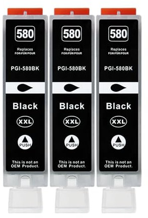 3 XXL Druckerpatronen kompatibel zu PGI-580 BK Schwarz für Canon PIXMA TS705 TS6150 TS6250 TS6350 TR7550 TR8550 TS8150 TS8250 TS8350 TS9150 TS9550 TS6151 TS6251 TS6351 TS8151 TS8152 TS8251