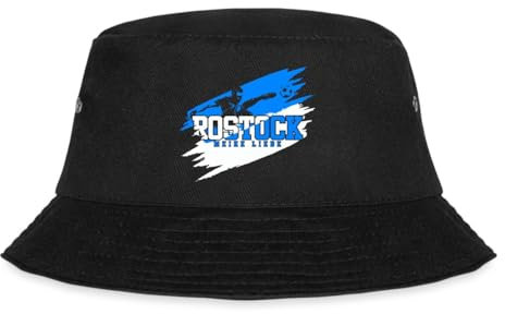 Spreadshirt Rostock Meine Liebe Weiß-Blau Fussball Fan Fischerhut, L/XL (Caps), Schwarz