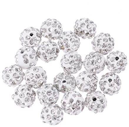 TEHAUX 20st Diy-perlen Tonperlen Aus Strass Abstandsperlen Aus Strass Strass-anhänger Kette Mit Anhänger Klobige Lose Abstandsperlen-anhänger Halsketten Schmuck Weiß Abschlussball Zubehör