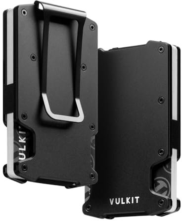 VULKIT Porte Carte de Crédit avec Pince à Billets Mince Minimaliste en Aluminium Métal Portefeuille RFID Bloquant Porte-Carte Portefeuille pour Hommes