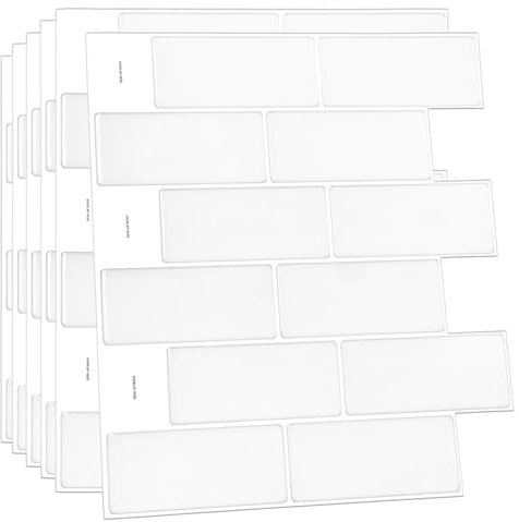 WALPLUS 3D White Stick on Tiles Self Adhesive Tile Stickers for Kitchen 30.5 x 30.5 cm(12) Stick on Bathroom Removable Backsplash for Kitchen Sticky Wall Tiles Glossy 6-Sheets