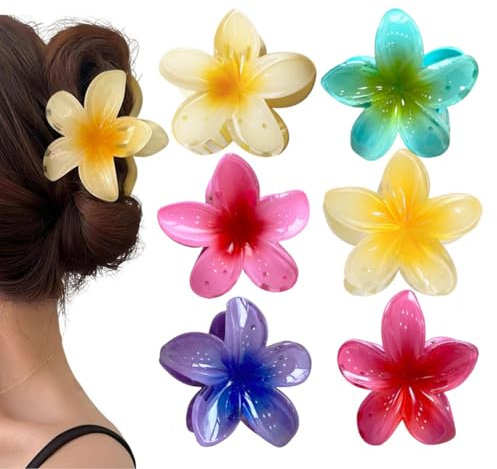 Haarklammern, 6 Stück Flower Hair Clips Blumen Kunststoff Haar Clips Blumen Clip Klaue für Damen Mädchen Frauen Accessoires