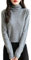 Chanyarn Maglione da Donna in 100% Lana Merino Leggero Collo Alto Lavorato a Maglia Senza Cuciture a Maniche Lunghe Tops (Grey,L)