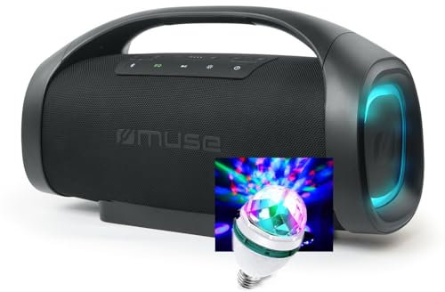 Enceinte Autonome Muse M-980 BT USB Bluetooth 300W Lumière d'ambiance LED - IPX6 Resistance aux Projections, Ampoule LED