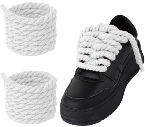 Molain Cordones gruesos para zapatos de cuerda para A F-1, 1 par de cordones redondos de algodón trenzados de repuesto para A F-1, Blanco, 59 (150cm)
