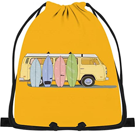 Surfbretter Und Auto Zuziehbeutel Personalisierte Rucksack Moderne Stoffbeutel Für Freizeit Reisen Kinder