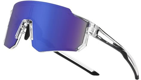 DUCO Polarisierte c Jugend sport Radfahren Schatten Leichter Rahmen UV400 Kind Jungen Mädchen Baseball Sonnenbrille DK310 (Clear Rahmen Schwarz Temple Revo Blau Linse)