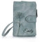 OTXIXTO Portefeuille Cuir Personnalisés pour Femme Nom Fleur de Naissance Portefeuille avec Zippé Porte-monnaie avec Courroie de Poignet Mesdames Portefeuille pour Petite Amie Épouse Maman - Bleu-vert
