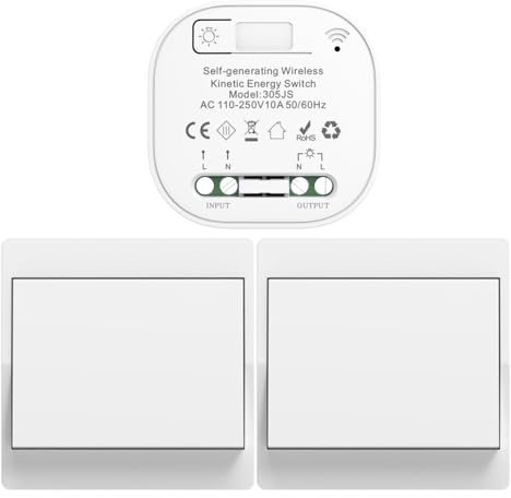 Cerhot 220v interruptores inalambricos autoalimentado cinetico interruptor sin cable sin bateria rf interruptor remoto pulsador inalambrico conmutador luz inalambrico para iluminacion del hogar