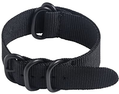 AOKWAWALIY Cinturino per orologi in nylon intrecciato cinturino per orologio da polso 22 mm, nero, 25.50X2.00X0.30CM, Nylon, Senza Gemstone