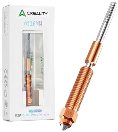 Creality Official K2/K2 Plus/Hi Combo Nozzle, Original Hotend Nozzles Replacement Kit with Titanium Alloy, Copper Alloy, Hardened Steel, High Flow Upgraded Unicorn Nozzle for K2 Combo(0.6mm)