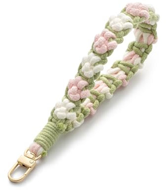 CHUQING Porte-clés Macramé Lanière Courte Porte-clés Tissu Boho Porte-clés Bracelet Porte-clés Femmes Dames