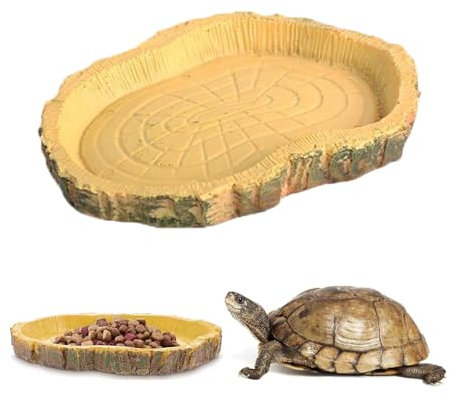 ZYEKIU Abreuvoir Tortue Terrestre, Accessoire Tortue Terrestre Simulation, Gamelle Tortue Terrestre Nature, Bol d'eau pour Reptiles Intéressant, pour Tortues, Lézards, Grenouilles, Geckos