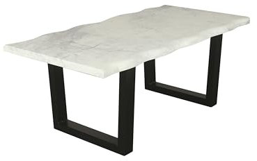 byLIVING Couchtisch Stone/Tischplatte Marmor weiß/Gestell Metall schwarz/Kaffeetisch/Wohnzimmertisch/Beistelltisch / 115 x 60, H 46cm