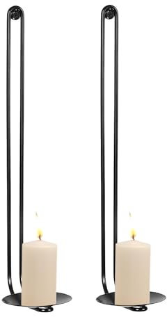Marooma Wand-Kerzenleuchter, 2er-Set, Metall-Kerzenhalter Zur Wandmontage, Schwarze, Moderne Wanddekorationen für Zuhause, Wohnzimmer, Schlafzimmer, Esszimmer, Kamin und Hochzeiten