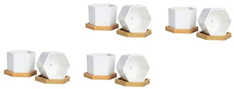 Yardwe 4sätze Sechseck Sukkulenten Pflanzentöpfe Weißer Dekorativer Keramik Übertopf Blumentopf Ornament Mit Abflussloch Für Desktop Fensterbrett