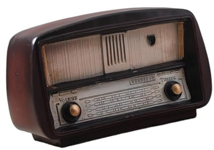 perfk Vintage Radio Ornament Resin Figurine Artwork, Creative, Craft, Radio Model Statue, Tabletop Decoration for Home Cabinet