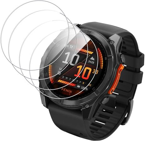 Eirltiy 4 Stück Panzer Schutz Glas für Garmin Fenix 8 47mm, Displayschutz Schutzfolie [9H Härte] [HD Klare] [Sensitive Touch] [Blasenfrei], Panzerfolie Kratzfest Anti-Fingerprint Gehärtetes Glas