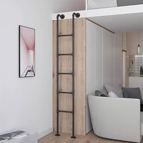 MUMPPRCE An der Wand montierte Leiter, robuste Höhenausstiegsleiter für Kellerfenster, an der Wand montierte Trittleiter aus Metall für Etagenbetten im Hochbett zu Hause, industrielle Eisen-Notfallle