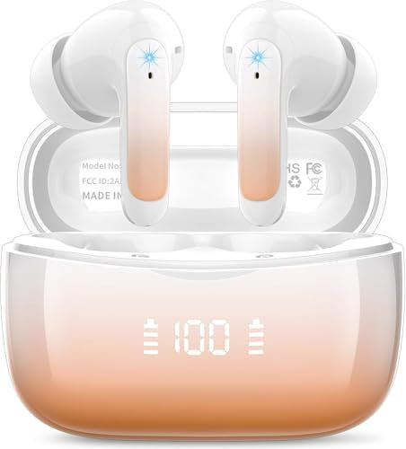 Auricolari wireless, Bluetooth 5.3 cuffie in-ear con microfono a cancellazione del rumore 4 ENC, bassi profondi, suono stereo senza fili, 56 ore di riproduzione, auricolari Bluetooth impermeabili IPX7