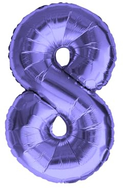 Oblique Unique Folien Luftballon mit Zahl 8 Folienballon für Kinder Geburtstag Jubiläum Silvester Party Deko Ballon Lila