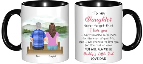 BFHEFGSUU Personalised to My Daughter Coffee Mug Custom Name Portrait Mug Gift for Daughter from Dad Mother's Day Birthday Xmas (Style 19)
