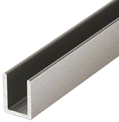 CRL Brushed Nickel Frameless Shower Door Aluminum Deep U-Channel for 3/8 Thick Glass - 95 in Long