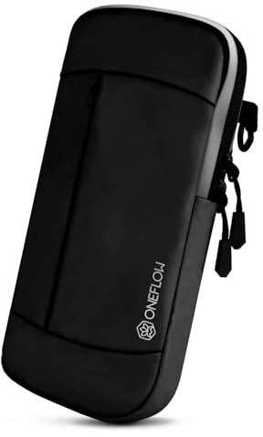 ONEFLOW Urban Sling für iPhone 16 Pro Handytasche zum Umhängen, Handy Gürteltasche und Armband kombiniert, Handy Umhängetasche mit Geldbörse für Damen und Herren, Schwarz