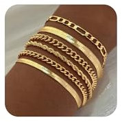 VIROMY Gold Armbänder für Frauen 14K Gold Uberzogene Stapelbare Armbänder Fischgräten Box Twisted Rope Cuban Chain Dainty Layered Schmuck für Frauen