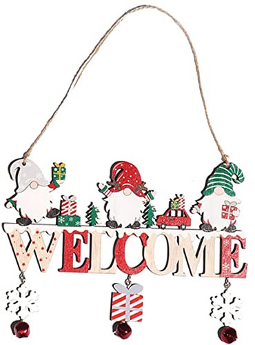 DIKACA gesichtsloser Puppenanhänger weihnachtsdeko Christmas Decorations weihnachtliche hängende Türverzierung Home Akzente Willkommensschild für die Veranda vor der Haustür Holz