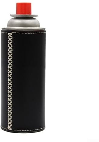 Essential Gas Bottle Cover in PU Leather Protection for Camping (Black)