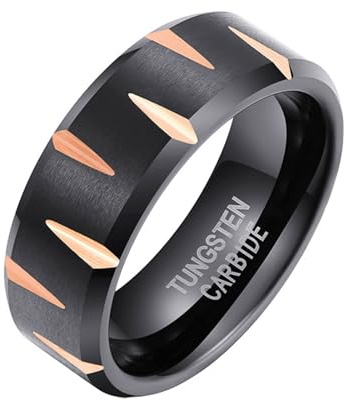 Wycian Ehering Frau Einzeln, Tungsten Ring Set Schwarz Größe 67 (21.3) Matt Gebürstetes 8mm Punk Gravur für Damen Verlobung